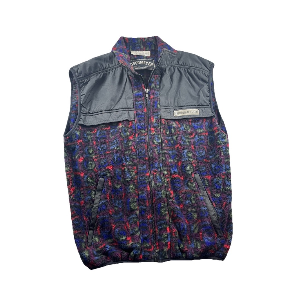 Vintage Obermeyer Polartec Fleece Geometric Aztec Print Vest Southwest Men Small